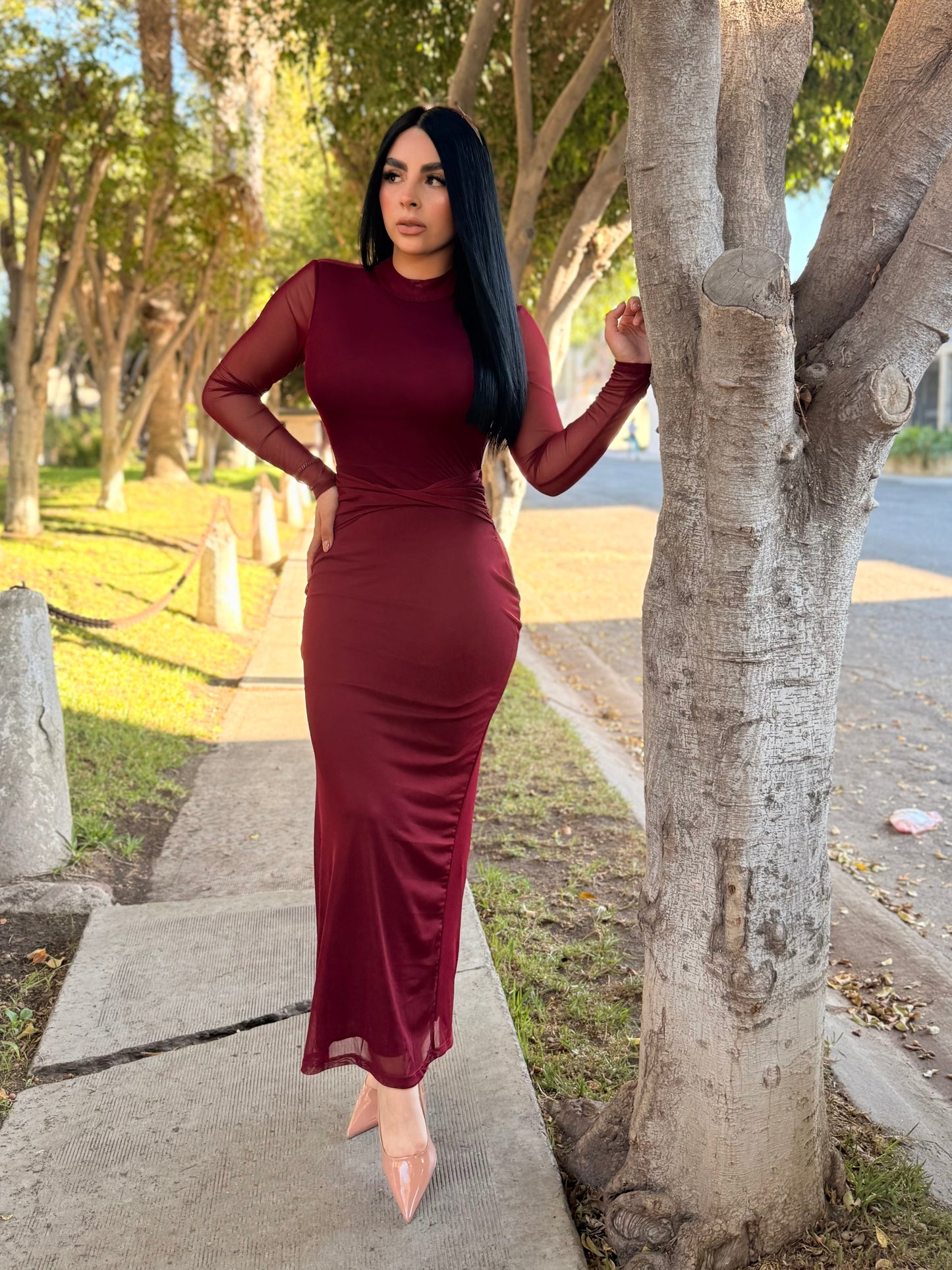 Vestido mesh descubierto